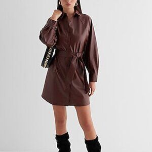 Faux Leather Boyfriend Mini Portofino Shirt Dress